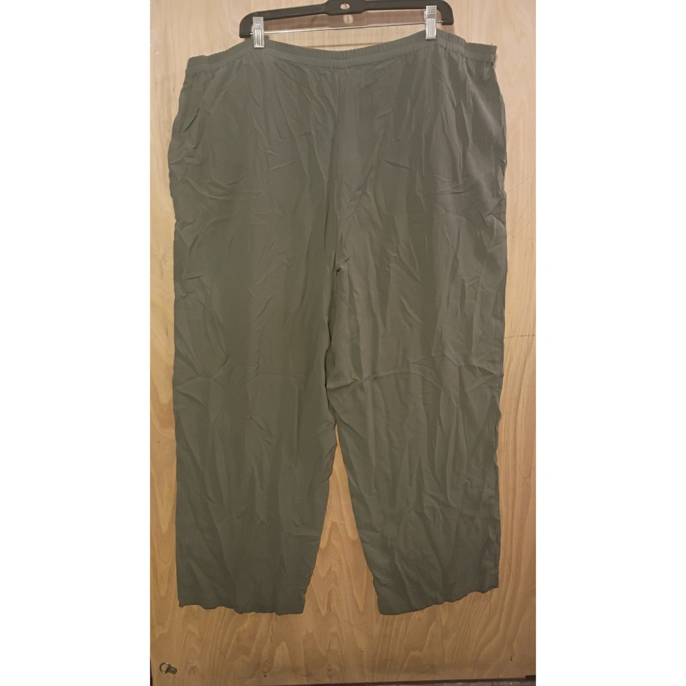 Eileen Fisher Woman Olive Green Elastic Waist Straight Leg Plus Size 2X Wide Leg - Picture 4 of 4